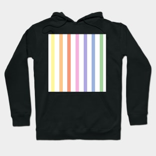 White and pastel rainbow stripes - vertical Hoodie